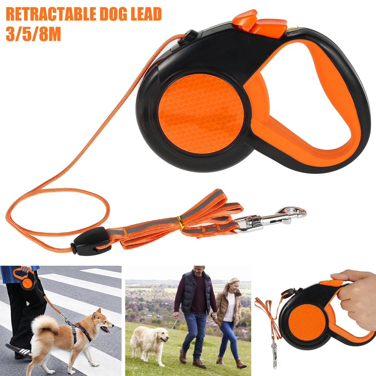 🐾 Laisse Rétractable 8m – Sécurité & Liberté pour Votre Chien ! 🐾